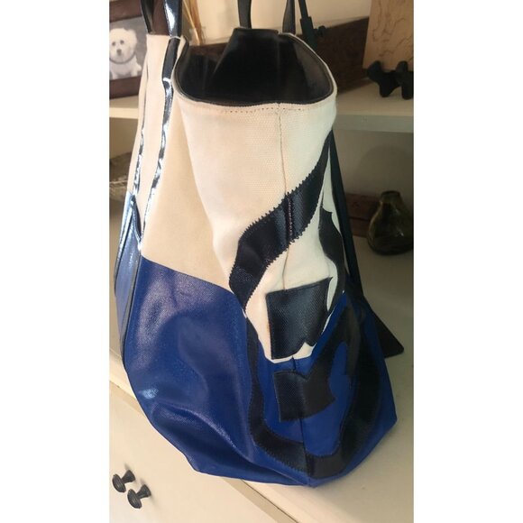 TORY BURCH Very Large Weekender Tote Bag Color block Blue - Picture 6 of 15